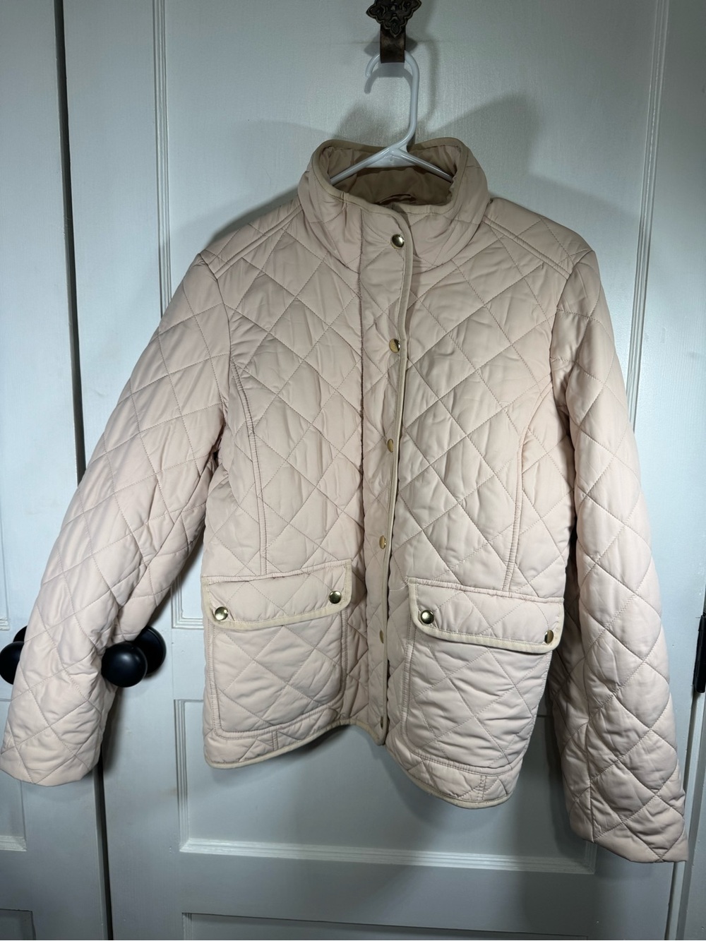 J. Crew Quilted Puffer Jacket in cream, size Large